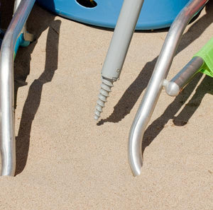 Close up of sand screw for Ultimate Wondershade portable shade